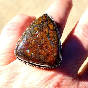 New Moroccan Seam Agate 925 Silver Ring.